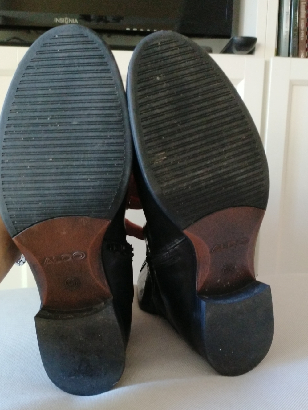 Aldo Tall Black Leather Boots with buckles, size 40 - Picture 10 of 13
